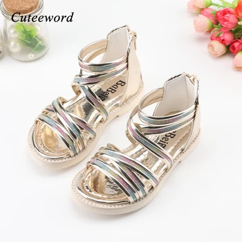 

2020 New Girl Roman Sandals Children Princess Shoes Summer Fashion Hollow Leather Kids Shoes for Girls Sandals Non-slip Flats