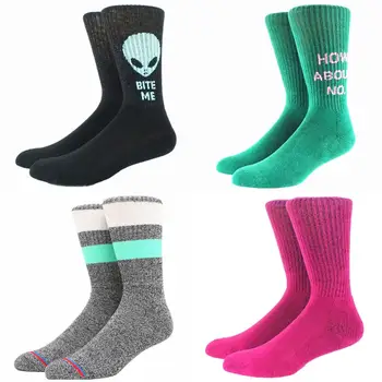 

4 Pairs Funny Alien Sologan Thick Cushioned Men Socks Pack