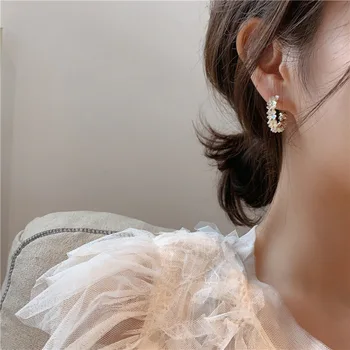

Fashion Natural Shell Floweer Hoop Earrings Sweet Cute Circle Geometric Korea Brincos Statement Earrings for Girl Jewelry Gift