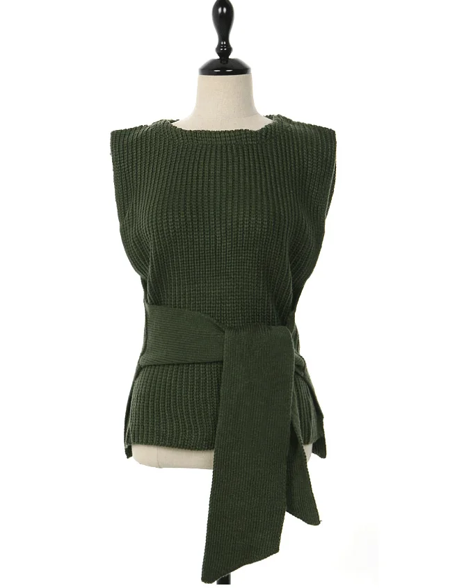 Dingaozlz Autumn Winter Women Vest sweater Korean fashion Pullovers Tops Bow tie Casual Sleeveless Female Knitted shirt
