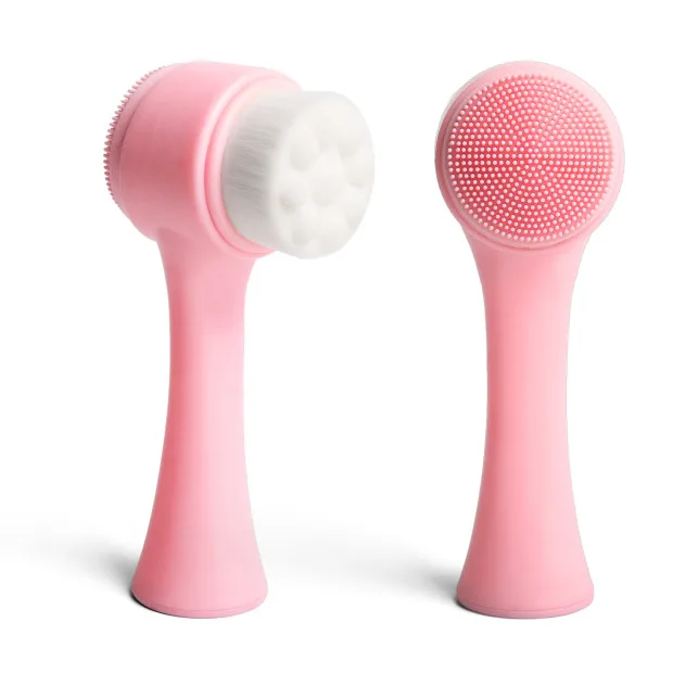 Двусторонние силиконовые бритвенные 3D щетки для чистки лица вибрационный массаж