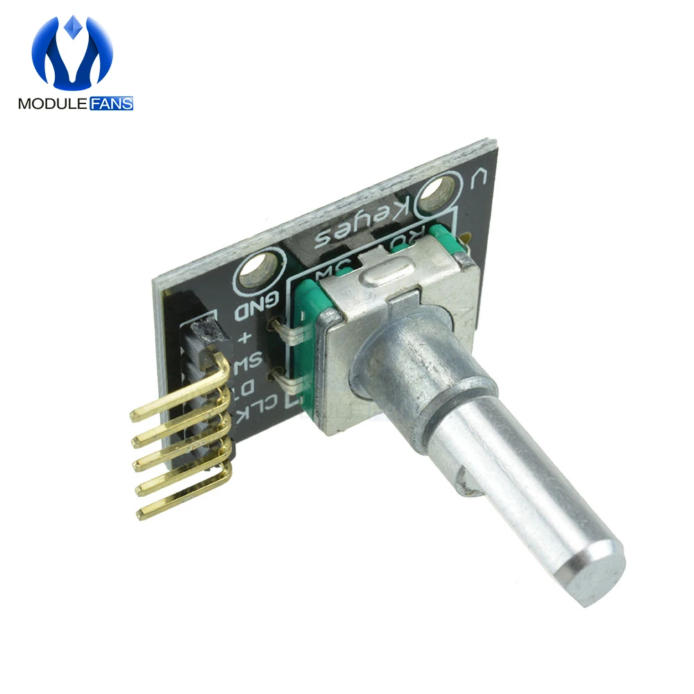 5PCS KY-040 360 Degrees Rotary Encoder Module Brick Sensor Switch Development Board For Arduino With Pins Half Shaft Hole Caps