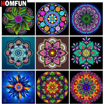 

HOMFUN Diy 5d Diamond Painting "Religious Mandala scenery" Cross Stitch Square Round Diamond Embroidery Handwork Rhinestone Art