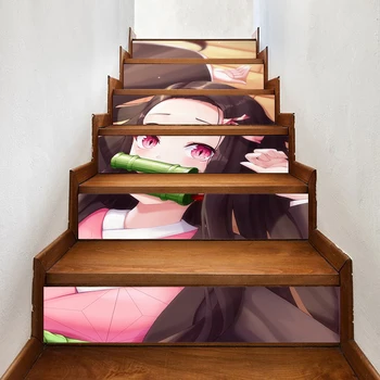 

Stair Sticker Anime Picture Paper Floor Self Adhesive Decal Demon Slayer PVC Waterproof Print Art Home Decor DIY for Living Room