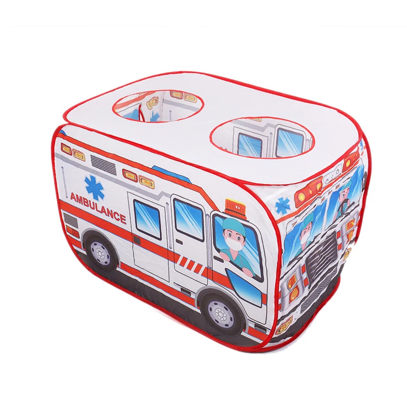 Foldable Game Play House Fire Truck Police Bus Pop Up Toy Tent Playhouse Cloth Gift For Children Firefighting Model Dopship 5