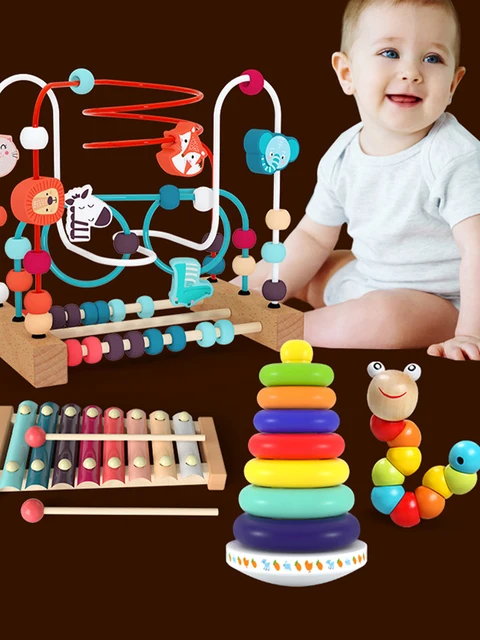 Montessori Educational Toys Wooden Circles Bead Wire Maze Roller Coaster Abacus Puzzles Baby Early Educational Toy For Children 4