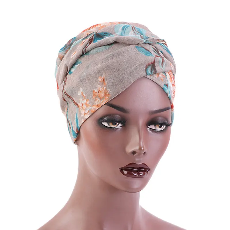 african attire for women Ladies Turban Bonnet Flower Print Bali Yarn Inner Hijab Caps African Twist Headwrap Women Scarf Hat Headwear Nightcap Headband african style clothing