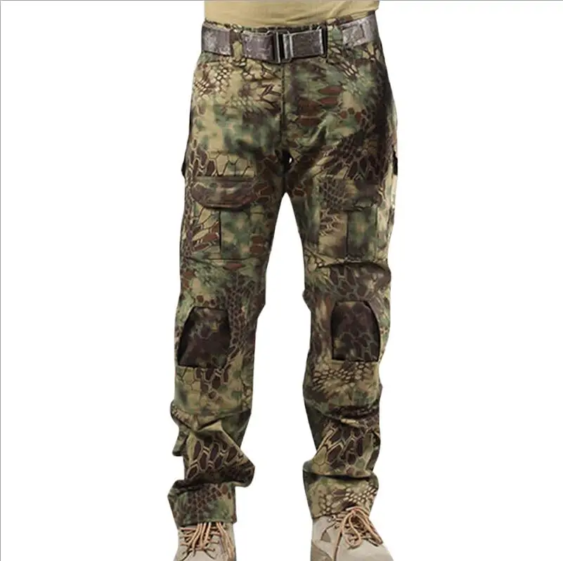 green python Военные тактические штаны, мужские камуфляжные Pantalon, лягушка, брюки карго, наколенники, рабочие брюки, армейские охотники, боевые брюки - Цвет: green python