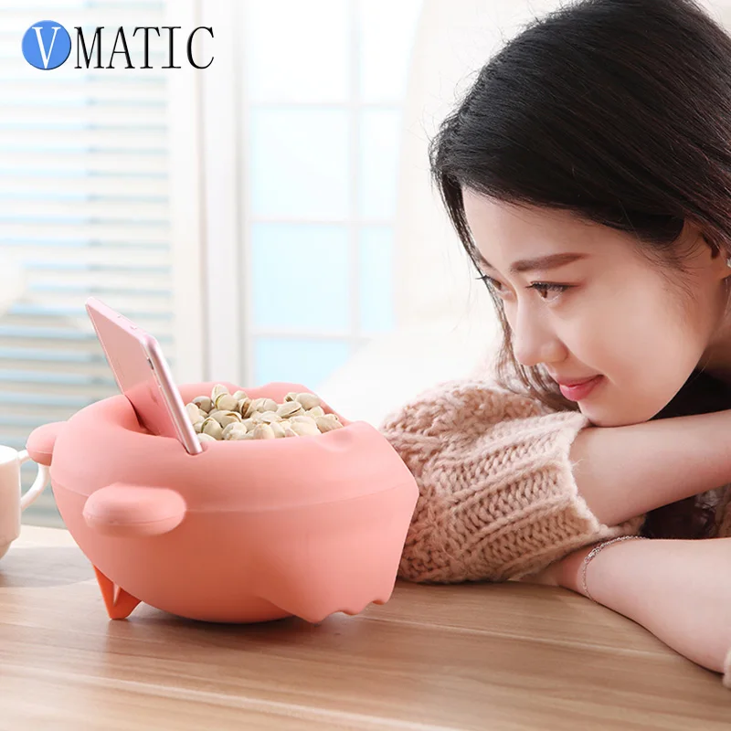 

Creative Dry Fruit Double Layers Plastic Container Lazy Snack Bowl Storage Box Fruit Plate Phone Holder
