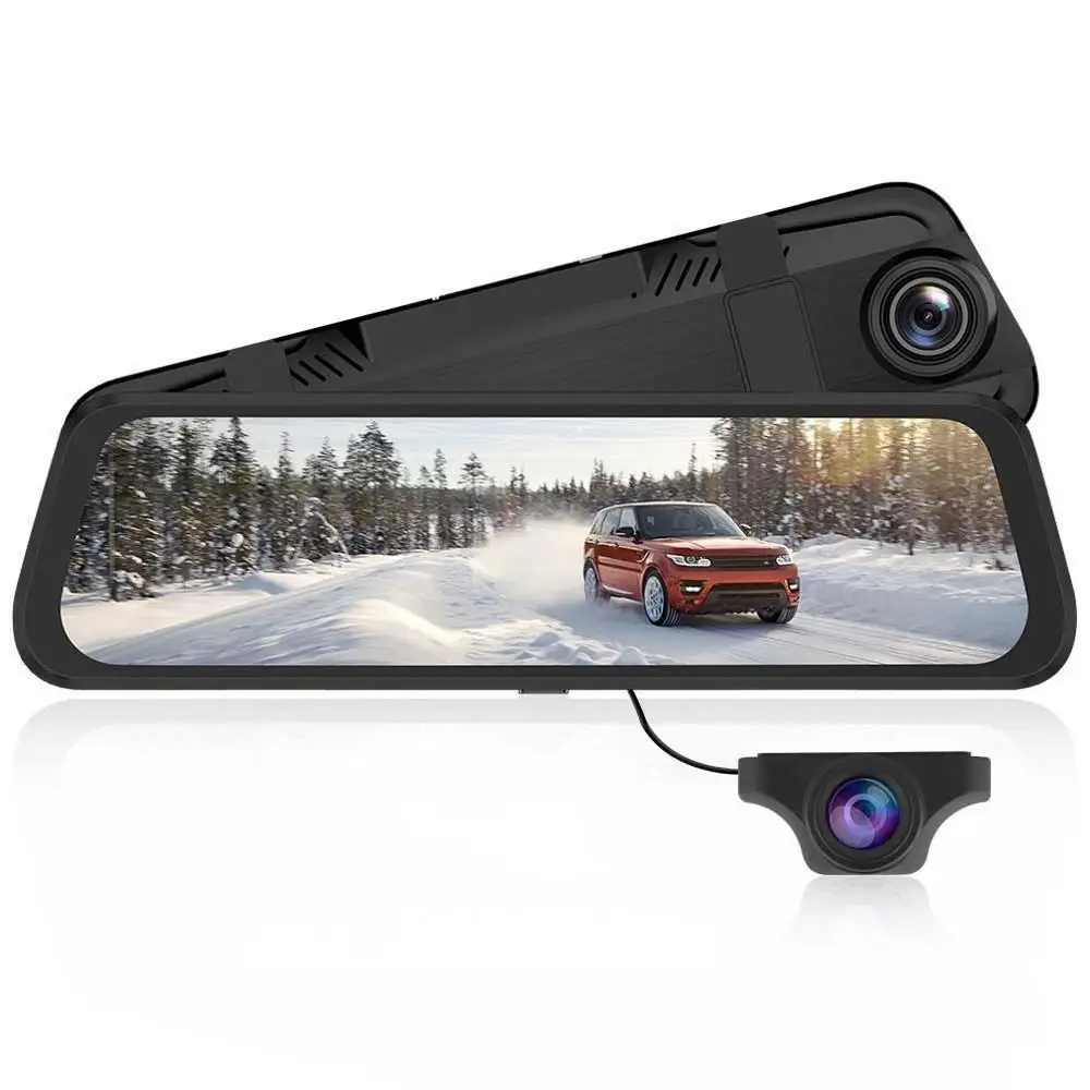 AZDOME Pg02 10 "зеркальный Dash Cam потоковый медиа Полноэкранный сенсорный Adas двойной объектив ночного видения 1080P для 720P резервного копирования
