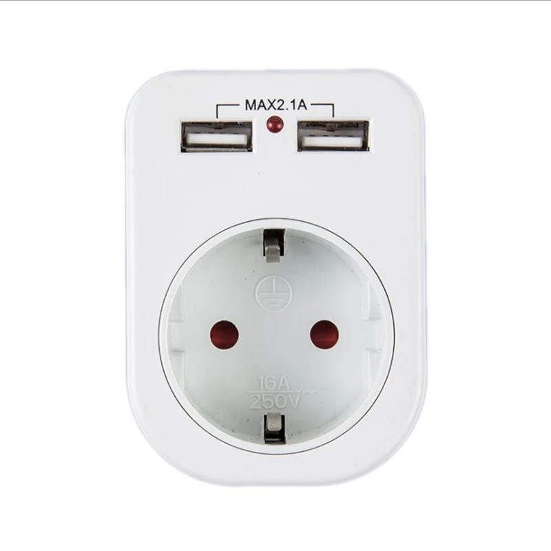 Штепсельная Вилка европейского стандарта с двумя USB-портами удлинитель 2 адаптер