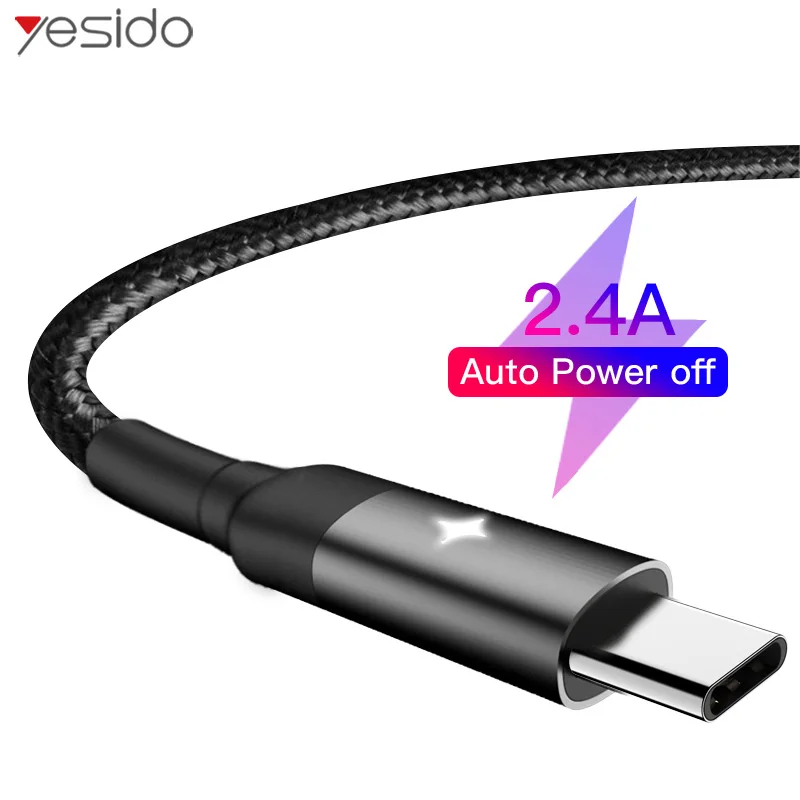 Yesido CA28 Smart power Off usb type C кабель для быстрой зарядки type-c кабель для samsung S10 S9 Xiaomi huawei USB C кабель для передачи данных