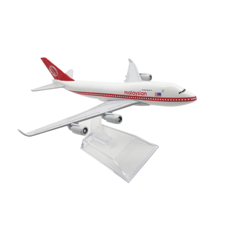 16 см 1:400 самолет 747 B747 с базовым сплавом игрушка модель Малайзия красный Модель