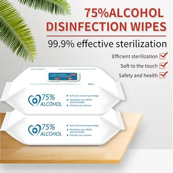

80Pcs/Pack Disinfection Wipes 75% Disinfecting Alcohol Wipes Skin Cleaning Sterilization Non-woven Disposable Wet Wipe 200x140mm