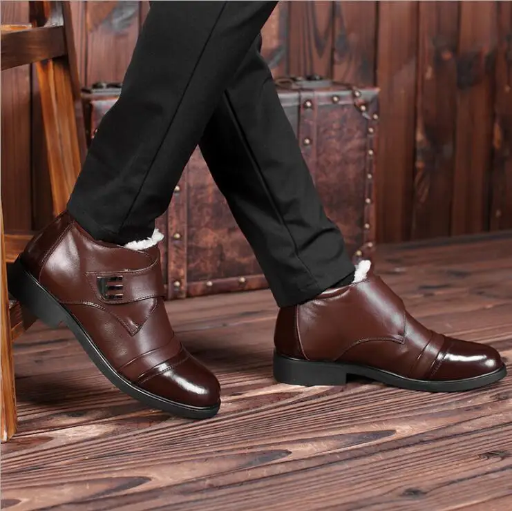 High Quality Genuine Leather Men Boots Winter Waterproof Ankle Boots Riding Boots Outdoor Working Warm Keep Wool Snow Boots
