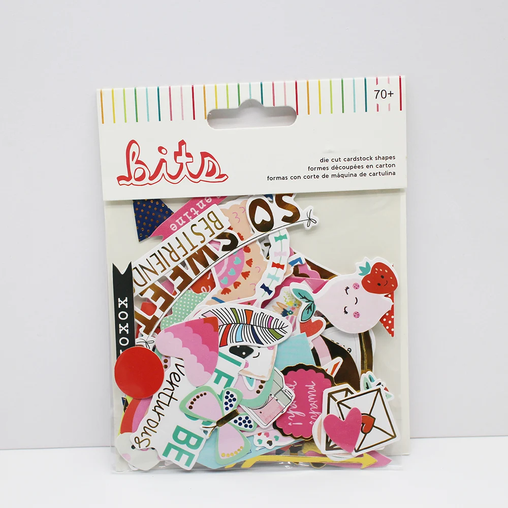 75Pcs Pink Memory & Love Fox Foil Gold Cardstock Die Cuts Adesivi Per Scrapbooking Happy Planner/Card Making/Journaling Project