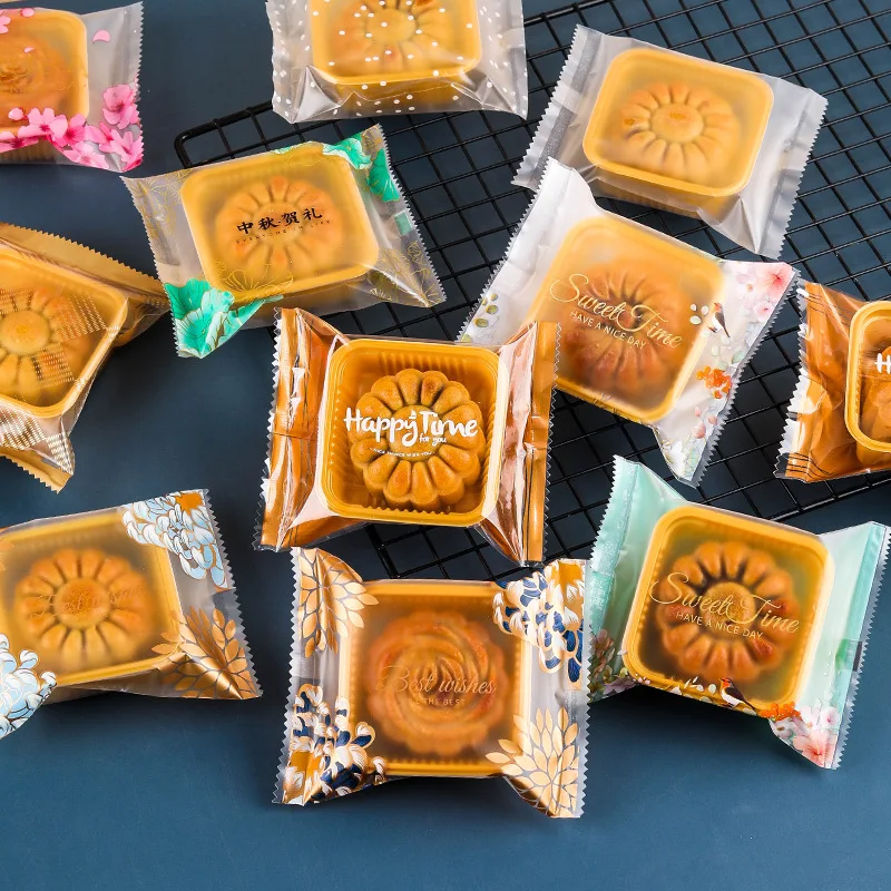 LBSISI Life,Mooncake Bags,Egg Yolk Crisp Cookie Bag,Homemade Handmade Biscuit Plastic Packing,For Mid-Autumn Festival,100pcs