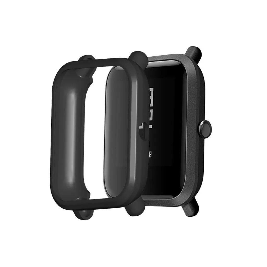 Мягкий чехол из ТПУ для Huami Amazfit Bip Youth Bip Lite Watch Smartwatch аксессуары защитный чехол из ТПУ - Цвет: black