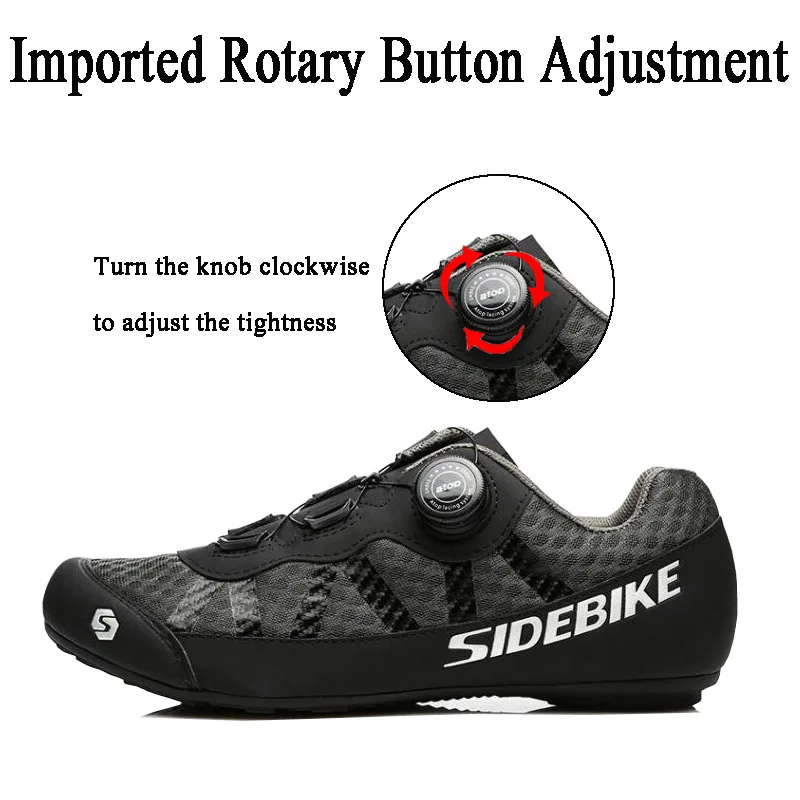 SIDEBIKE 2 Colors Cycling Shoes Men Pro Team Mountain Road Bike Shoes Rubber Breathable Bicycle Unlocked MTB 36-46 Size