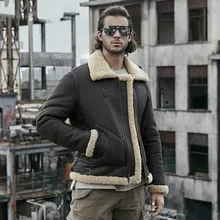 Новинка, мужская куртка из овчины B3, утолщенное пальто из овчины, зимнее пальто с мехом, мужская куртка из натуральной кожи, мотоциклетная куртка для мужчин