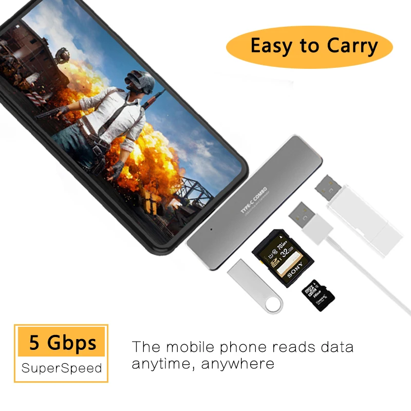 para 3 portas, leitor de cartão sd