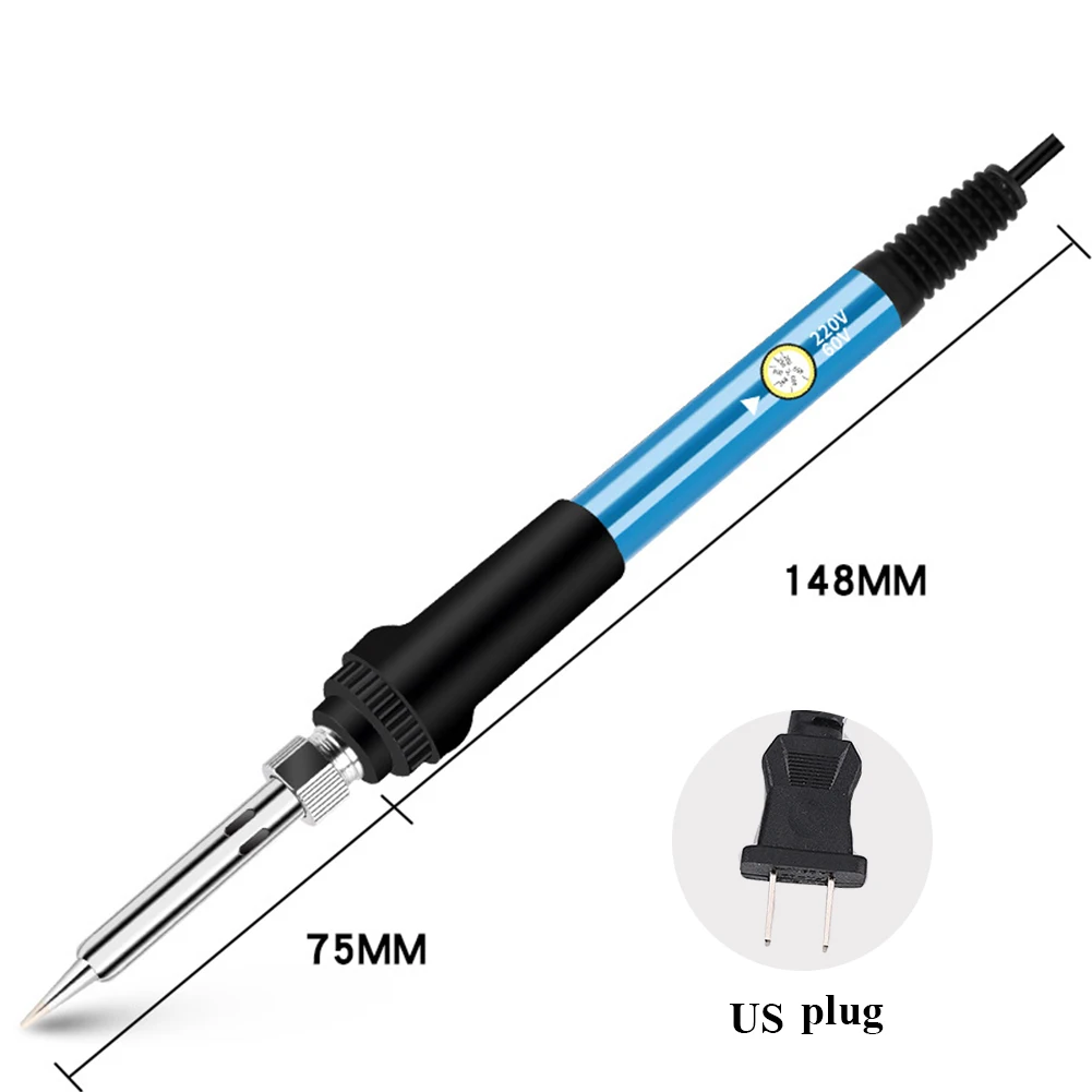 Adjustable Temperature 60W Soldering Iron Internal Heating Type Household Electronic Welding Repair Tool and Tin Wire Bracket soldering irons & stations Welding Equipment