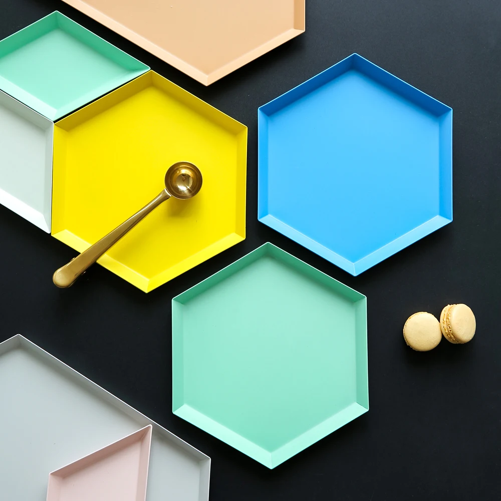 Northern Europe Creative Stainless Steel Geometric Plate Domestic Dish Metal Fruit Western