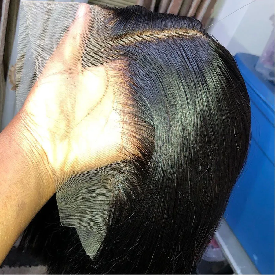 150% прически Silky Straight Синтетические волосы на кружеве парики 13*6 человеческих