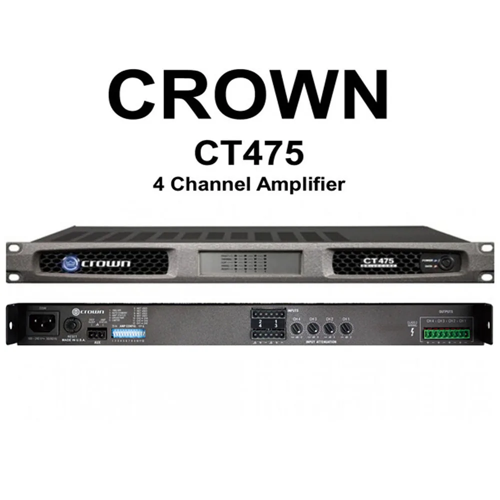 크라운 파워 앰프 전문 오디오 앰프, DJ 오디오 스피커용, 4 채널, 75W, CT475