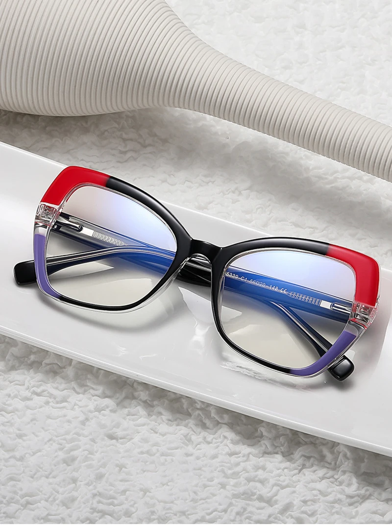 blue lens glasses SHAUNA Retro TR90 Cat Eye Women Glasses Frame Clear Anti-blue Light Men Optical Spring Hinge Colorful Eyeglasses Frames light blocking glasses