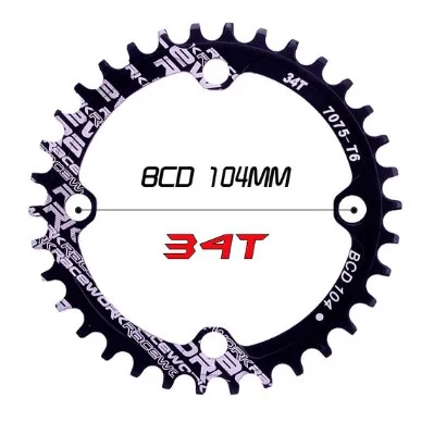 Einzigen geschwindigkeit система Breite kettenblatt 104 BCD RUNDE 32 t 34 t 36 t 38 t MTB 11 s 10 s 9 s 1*11 Kurbel Kettenblatt R - Цвет: black 34T round