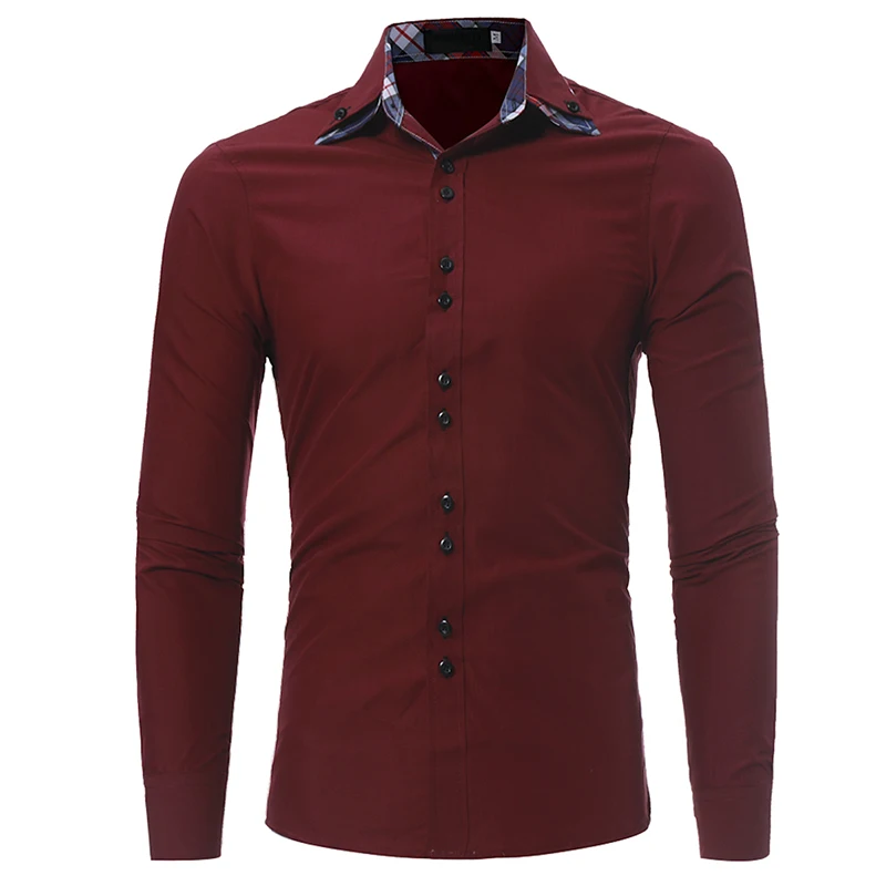 Мужская Повседневная рубашка Slim Fit Мужская Повседневная рубашка на пуговицах с длинным рукавом официальные сорочки мужская одежда