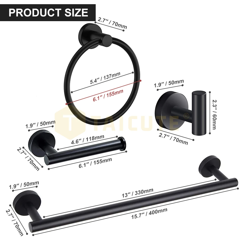 Bathroom Accessories Sets Wall Mount Towel Holder Ring Stainless Steel Toilet Paper Roll Holder