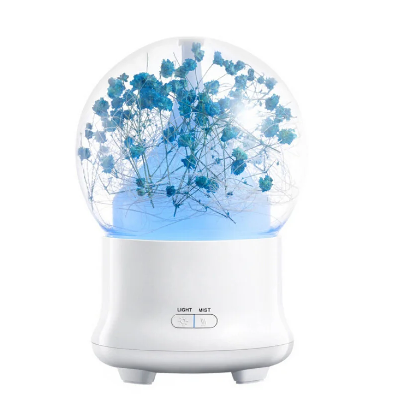 

100ML Preserved Fresh Flower Essential Oil Aroma Diffuser Ultrasonic Humidifier Night Light Home Office Mute Car Air Purifier