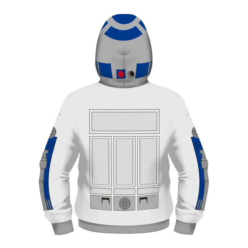 Звездные войны Робот R2D2 свитер с капюшоном Детский маскированный для косплея бейсбольная форма на молнии детская Милая Толстовка