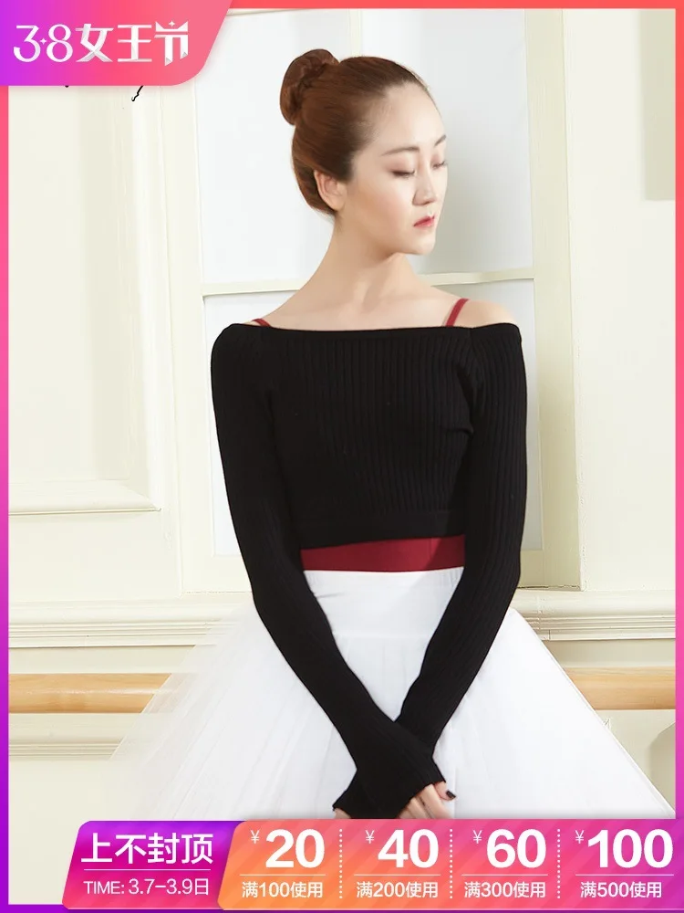 

Small Jasmine Autumn And Winter Long Sleeve Dance Sweater Adult Female Ballet Exercise Clothing Gym Outfit Shapewear Knitted Jac