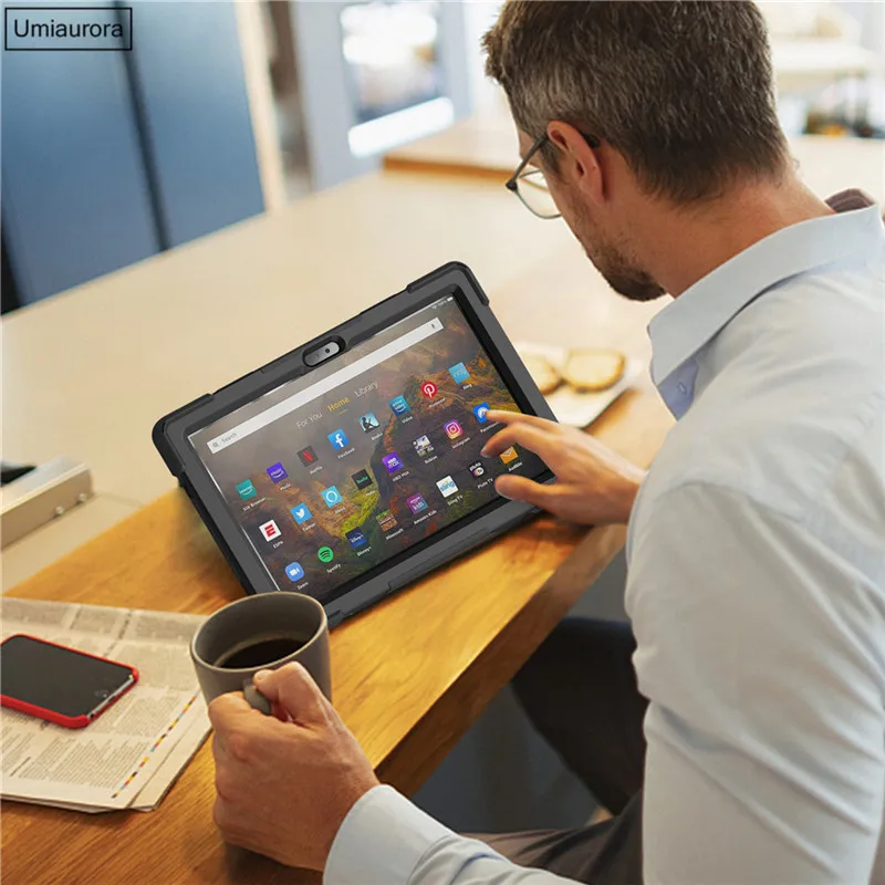 Tablet-Hülle für Kindle Fire 8 10 HD8 HD10 Plus 2020 2021, robuste, stoßfeste Silikonhülle für Kinder für HD 7 2017_voghion.com