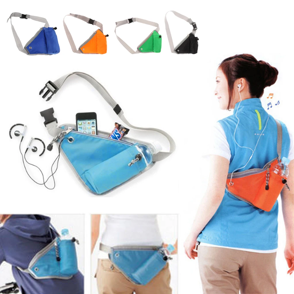 Multi-use Sports Running Triangle Waist Bag Bum Fanny Pack Hiking Cycling Jogging Belt Water Bottle Pocket Shoulder Chest Bag