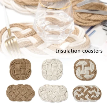 

High Quality Hand-woven Heat Insulation Placemats Twine Woven Coasters Boho Style Kitchen Tool for Home Restaurant MD88