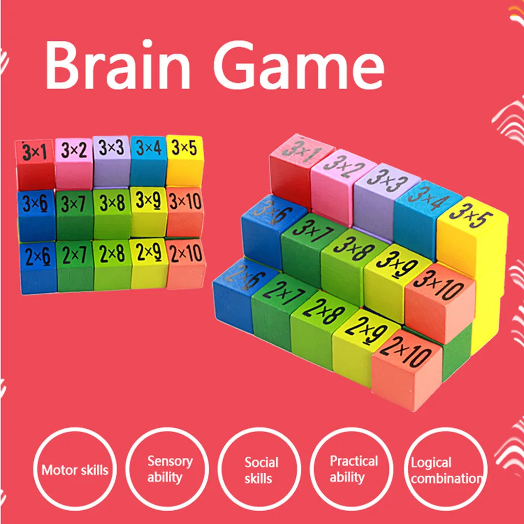 Детские деревянные игрушки 99 Таблица мультипликации математическая игрушка 10*10 фигурные блоки Обучающие Монтессори для детей подарок деревянная игрушка
