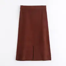Повседневные коричневые женские длинные юбки весна-осень новая модная однотонная прямая женская вязаная юбка элегантные облегающие женские юбки