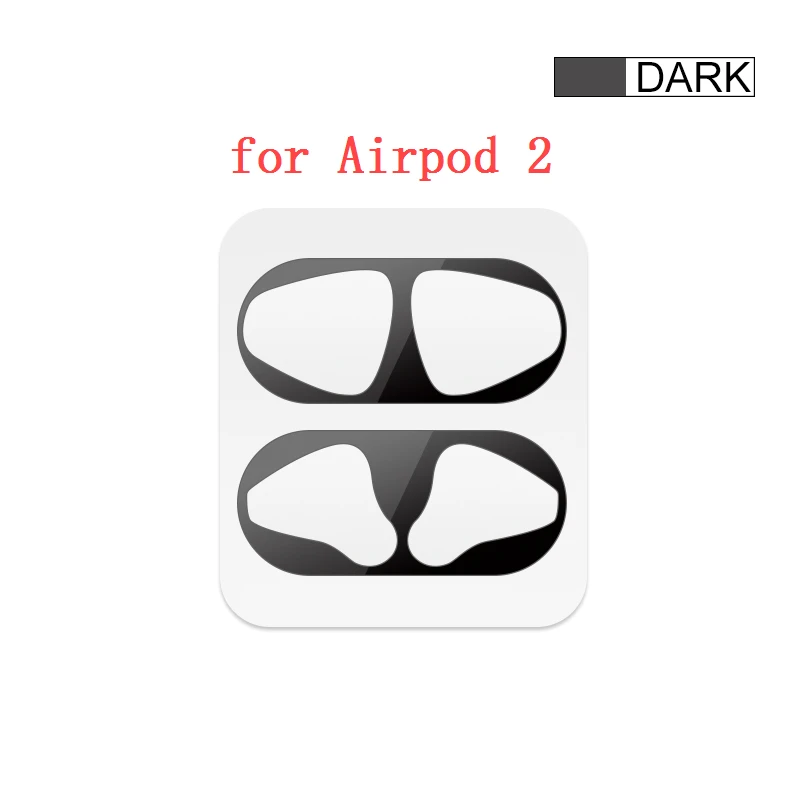 Новое металлическое покрытие защита от пыли для Apple Airpods 2 1 чехол Защита от пыли наклейка для Air Pods зарядка коробка аксессуары - Цвет: black2