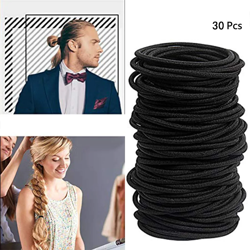 

Black Elastic Hair Bands 30 pcs Hair Ties for Thick and Curly No Metal Hair items for Men Women hair accessories Rubber band
