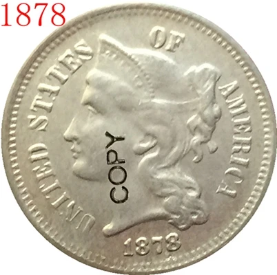 США(1865-1889) 26 монет три цента никеля копии монет - Цвет: 1878