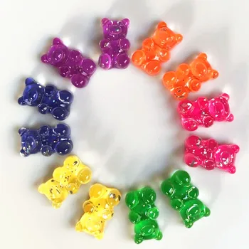 

10/50pcsWholesale Resin Candy Flatback Cabochons Gummy Bear Charms For Necklace Keychain Pendant