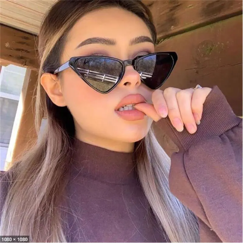 

Triangle Frame Sexy Black Sunglasses Women Luxury Brand Tiny Cat Eye Sun Glasses Vintage Retro Eyewear oculos feminino Clear