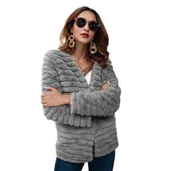 

Women's autumn and winter imitation rabbit fur coat in the long cardigan