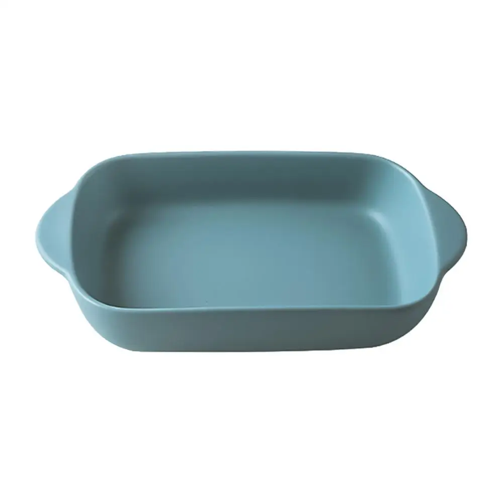 Blue Small Ceramic Platter Baking Dishes with Handle for Oven Dinner Dish Individual Bakeware Serving Tray