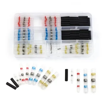 

120Pcs Waterproof Heat Shrink Wire Terminals Solder Sleeve Insulated Seal Cable Connectors 26-10 AWG + Shrinkable Tube Kit