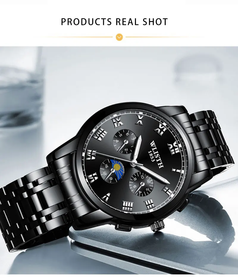 WLISTH relogio masculino мужские водонепроницаемые модные часы мужские кварцевые наручные часы люксовый бренд часы
